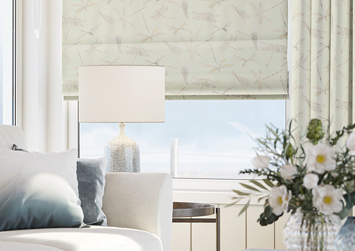 Dragonflies, Soft Green - Roman Blind - Image 5